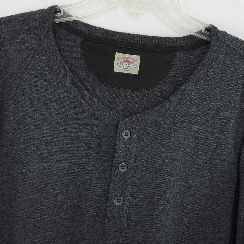 Faherty Henley Shirt Men's 2XL Tall‎ Charcoal Gray Heathered Soft Luxe Henley
